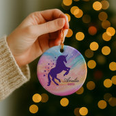 かわいい虹のガーリーユニコーン休日の記念品 セラミックオーナメント
