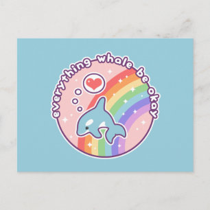 かわいい虹のクジラ ポストカード