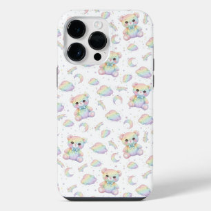かわいい虹のクマとパステルクラウド柄 iPhone 14 PRO MAXケース
