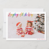 かわいい虹のクリスマスフォトをずっと笑う シーズンカード (正面)