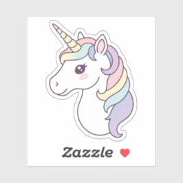 かわいい虹のグラデーションのユニコーン シール