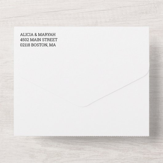 かわいい虹のグラデーション愛は愛結婚の オールインワン招待状 (裏面)