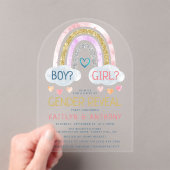 かわいい虹のジェンダーの表示パーティー アクリル招待状 (インサイチュ (ポータブル))