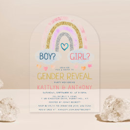 かわいい虹のジェンダーの表示パーティー アクリル招待状