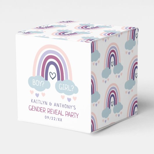 かわいい虹のジェンダーの表示パーティー フェイバーボックス (正面サイド)