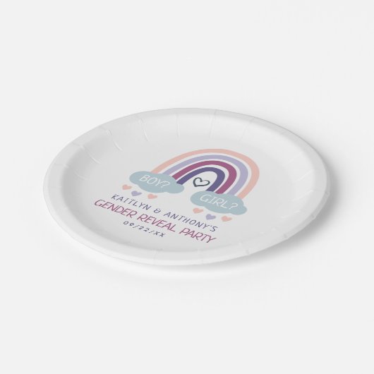 かわいい虹のジェンダーの表示パーティー ペーパープレート (アングル)