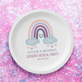 かわいい虹のジェンダーの表示パーティー ペーパープレート