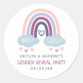 かわいい虹のジェンダーの表示パーティー ラウンドシール (正面)