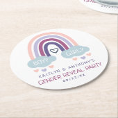 かわいい虹のジェンダーの表示パーティー ラウンドペーパーコースター (アングル)