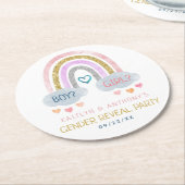 かわいい虹のジェンダーの表示パーティー ラウンドペーパーコースター (アングル)