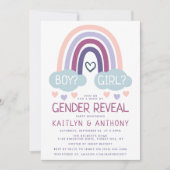 かわいい虹のジェンダーの表示パーティー 招待状 (正面)