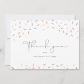 かわいい虹のスパークルベイビーシャワー サンキューカード (正面)