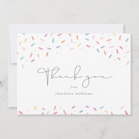 かわいい虹のスパークルベイビーシャワー サンキューカード (正面)