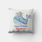 かわいい虹のタコ鯨魚の誕生日パーティー クッション (正面)