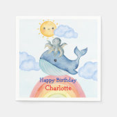 かわいい虹のタコ鯨魚の誕生日パーティー スタンダードカクテルナプキン (正面)