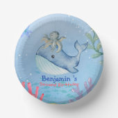 かわいい虹のタコ鯨魚の誕生日パーティー ペーパーボウル (正面)