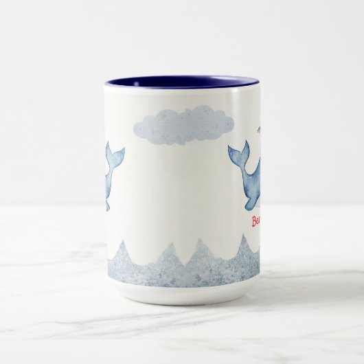 かわいい虹のタコ鯨魚の誕生日パーティー マグカップ (中央)