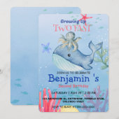 かわいい虹のタコ鯨2nd誕生日パーティー 招待状 (正面/裏面)