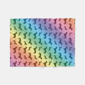 かわいい虹のダックスフントパターン フリースブランケット (正面(横))