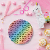 かわいい虹のダックスフントパターン ペーパープレート (パーティー)