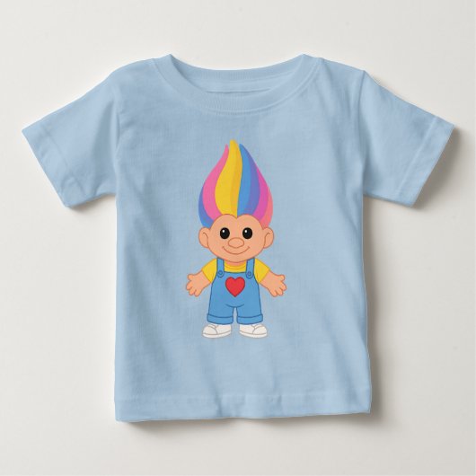 かわいい虹のトロル人形 ベビーTシャツ (正面)