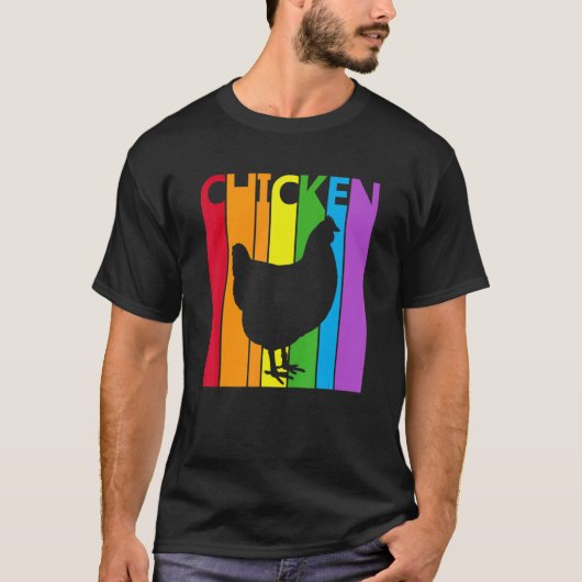 かわいい虹のニワトリ動物 Tシャツ (正面)