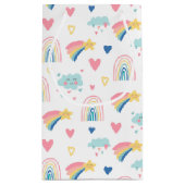 かわいい虹のハート&雲のパターン スモールペーパーバッグ (裏面)