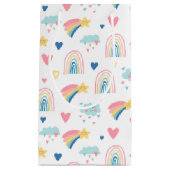 かわいい虹のハート&雲のパターン スモールペーパーバッグ (正面)