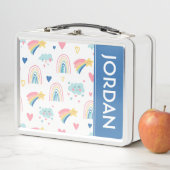 かわいい虹のハート&雲のパターン メタルランチボックス (インサイチュ)