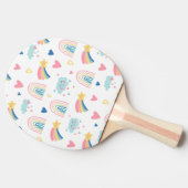 かわいい虹のハート&雲のパターン 卓球ラケット (横)