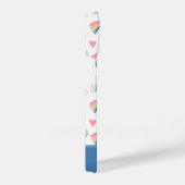 かわいい虹のハート&雲のパターン iPhoneケース (右側面)