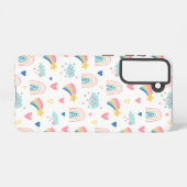 かわいい虹のハート&雲のパターン SAMSUNG GALAXYケース (裏面横)