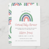 かわいい虹のバーチャルベビーシャワーのお知らせ 案内状 (正面/裏面)