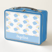 かわいい虹のパターカラフルン名 メタルランチボックス (正面)