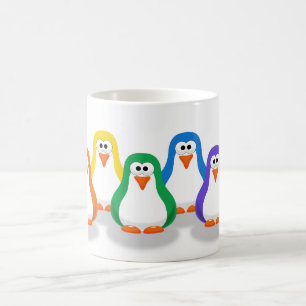 かわいい虹のペンギンのマグ コーヒーマグカップ