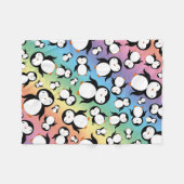 かわいい虹のペンギンパターン フリースブランケット (正面(横))