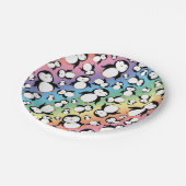 かわいい虹のペンギンパターン ペーパープレート (アングル)