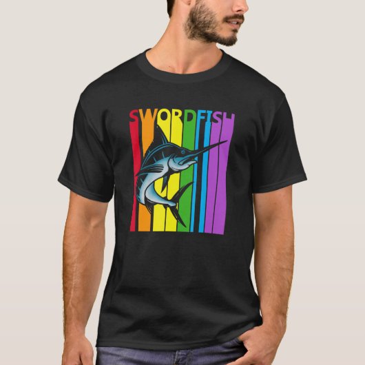 かわいい虹のメカジキの魚 Tシャツ (正面)