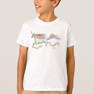 かわいい虹のユニコーンのペガソスの馬の子馬飛行 Tシャツ