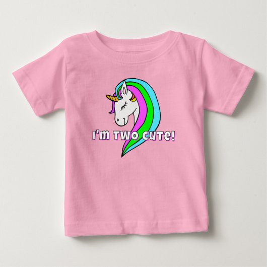 かわいい虹のユニコーンの幼児用Tシャツ ベビーTシャツ (正面)