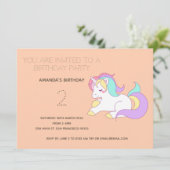 かわいい虹のユニコーンの誕生日パーティー招待状 招待状 (スタンド正面)