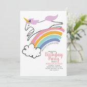 かわいい虹のユニコーンの誕生日パーティー招待状 招待状 (スタンド正面)