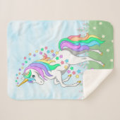 かわいい虹のユニコーンカラフル星と花 シェルパブランケット (正面(横))