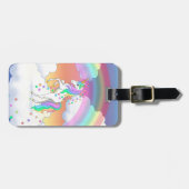 かわいい虹のユニコーンカラフル星と花 ラゲッジタグ (正面横)