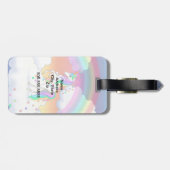 かわいい虹のユニコーンカラフル星と花 ラゲッジタグ (裏面横)