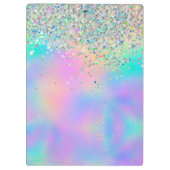 かわいい虹のユニコーングリッター風船モノグラム クリップボード (裏面)