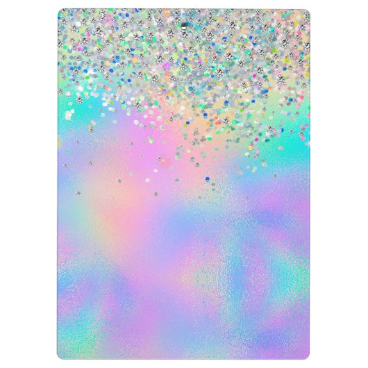 かわいい虹のユニコーングリッター風船モノグラム クリップボード (裏面)