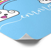 かわいい虹のユニコーンパーソナライズされたの名前 ポスター (角)