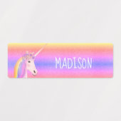かわいい虹のユニコーンパーソナライズされたキッズ防水 ラベル (デザイン2)