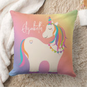 かわいい虹のユニコーンパーソナライズされた名 クッション (ブランケット)